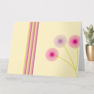 Colourful Dandelion Flowers, Stripes, Boho Abstrac Card