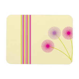 Colourful Dandelion Flowers, Stripes, Boho Abstrac Magnet