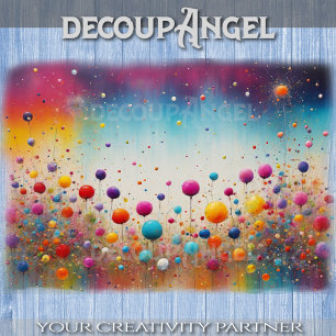 Colourful Dandelion Puffball - Decoupage - Tissue Paper