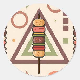 Colourful Dango Skewers Geometric Pattern Classic Round Sticker