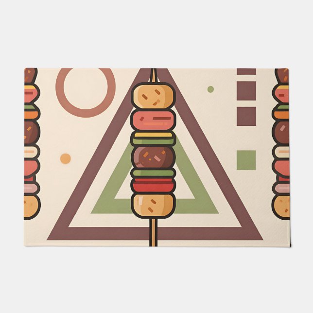 Colourful Dango Skewers Geometric Pattern Doormat (Front)