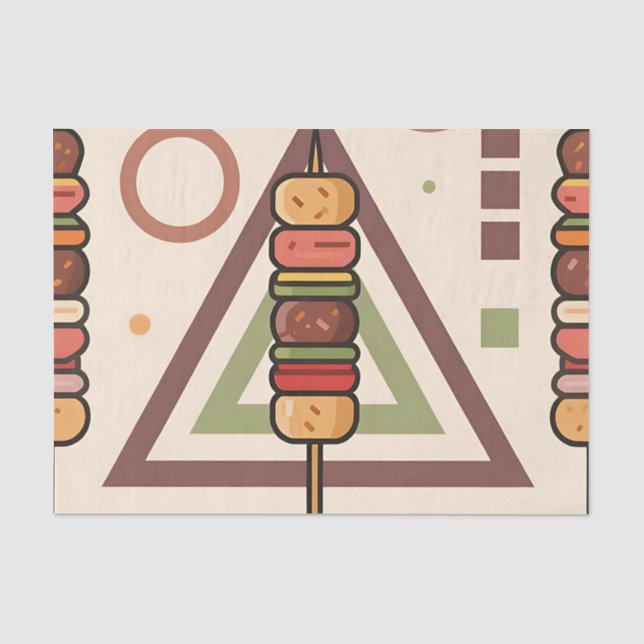 Colourful Dango Skewers Geometric Pattern Tissue Paper (Front)