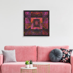 Colourful Dark Galaxy Of Blocks Artwork Canvas Print