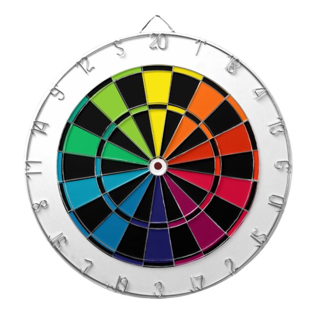 Colourful Dart Board Rainbow with Black (Front)