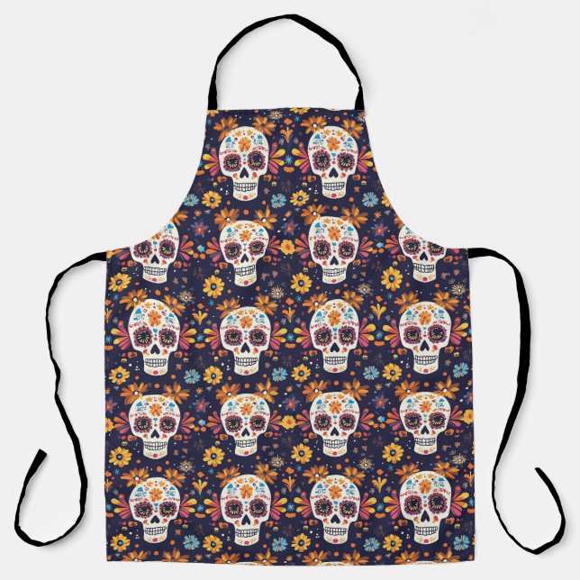 Colourful day of the dead sugar skull apron (Front)