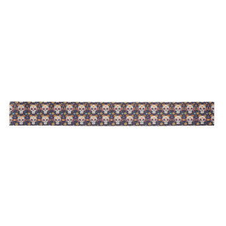 Colourful day of the dead sugar skull seamless pat satin ribbon
