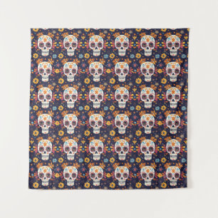 Colourful day of the dead sugar skull seamless pat tapestry