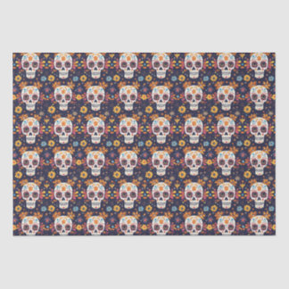 Colourful day of the dead sugar skull seamless pat tissue paper