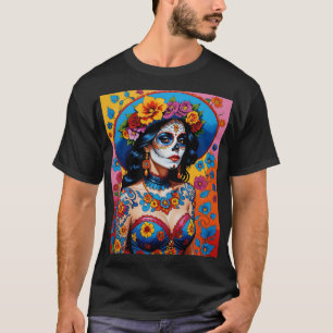 Colourful Day of the Dead Sugar Skull Tee