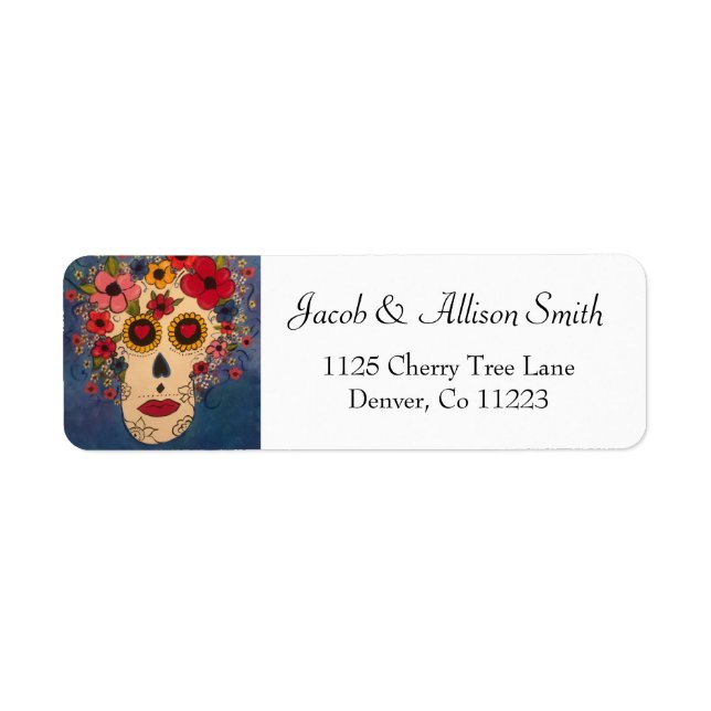 Colourful Day of the Dead Sugar Skull With Flowers (Front)