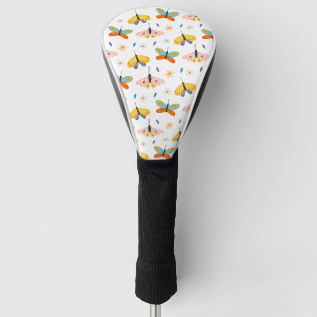 Colourful Decorated Butterfly Pattern Golf Head Cover (Front)