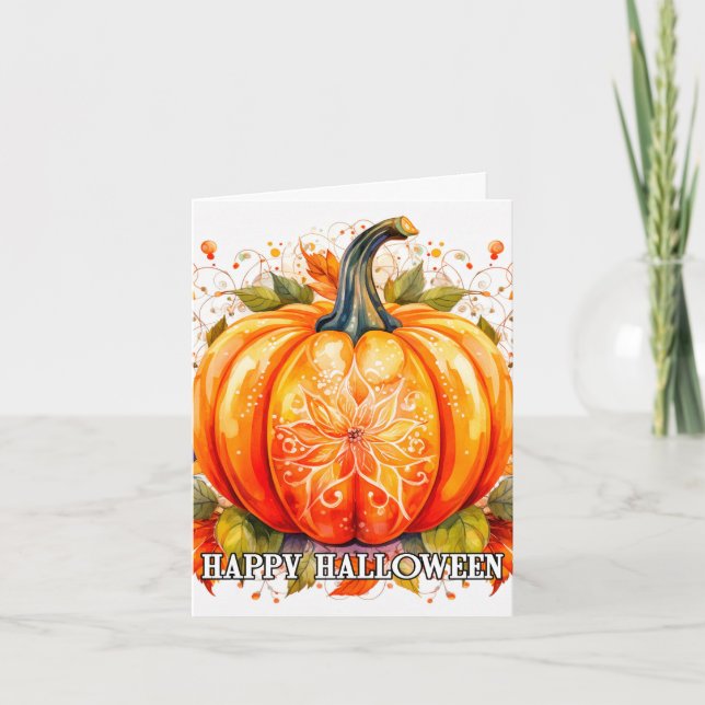 Colourful Decoration Autumn Halloween Pumpkin Card (Front)
