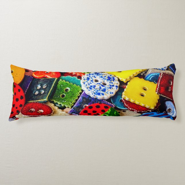 Colourful Decorative Buttons Body Pillow (Front)
