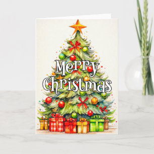 Colourful Decorative Christmas Tree Holiday Card