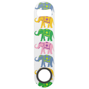 Colourful Decorative Elephants Pattern Bar Key