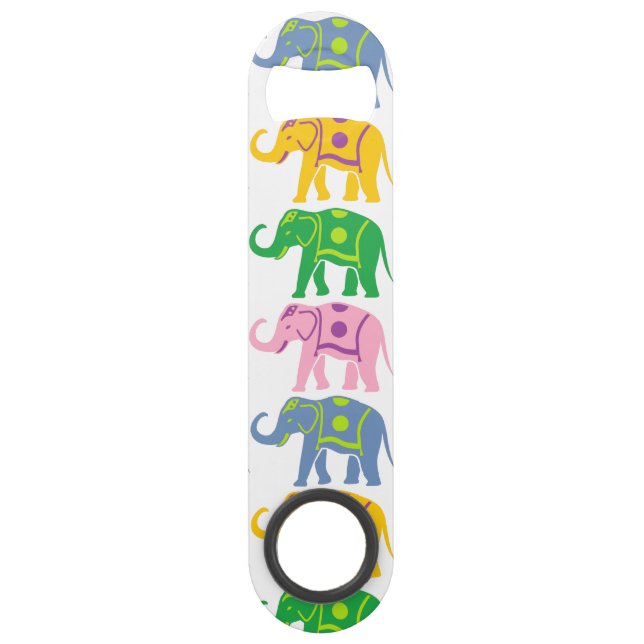 Colourful Decorative Elephants Pattern Bar Key (Back)