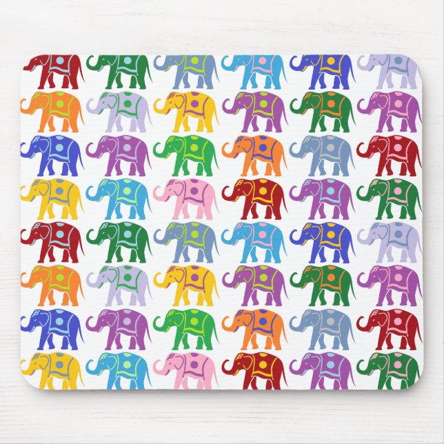 Colourful Decorative Elephants Pattern Mouse Pad (Front)