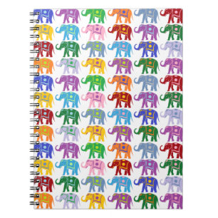 Colourful Decorative Elephants Pattern Notebook