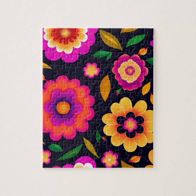 Colourful Decorative Floral Pattern Flowers Jigsaw Puzzle (Vertical)
