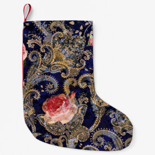 Colourful Decorative Flowers Batik Small Christmas Stocking