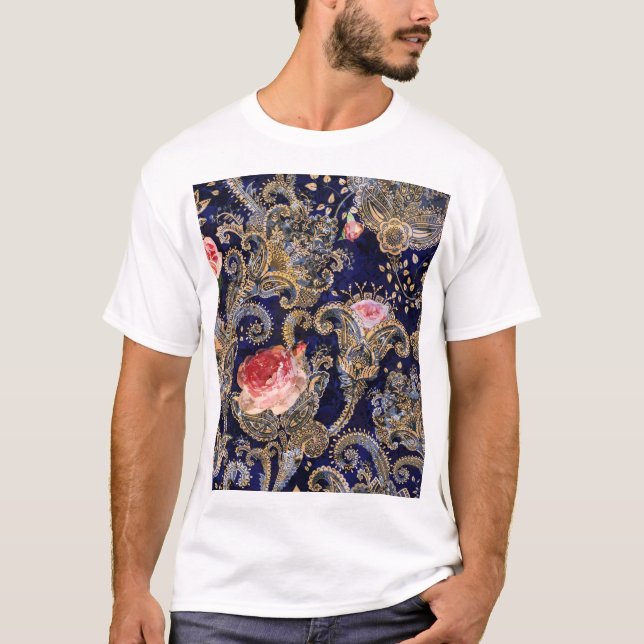 Colourful Decorative Flowers Batik T-Shirt (Front)