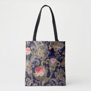 Colourful Decorative Flowers Batik Tote Bag