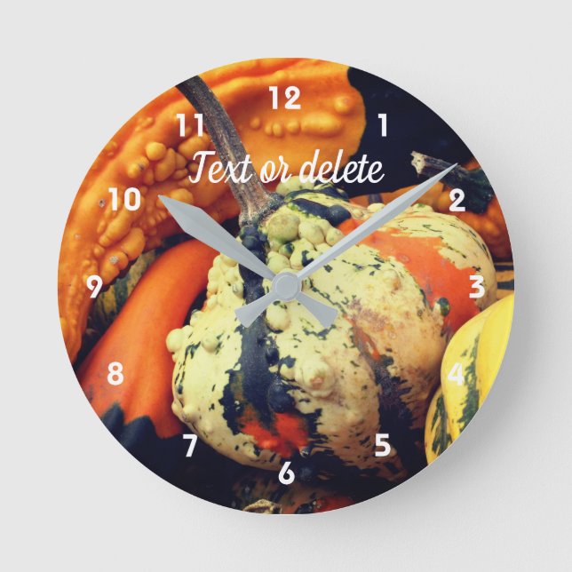 Colourful Decorative Gourds Personalized Round Clock (Front)