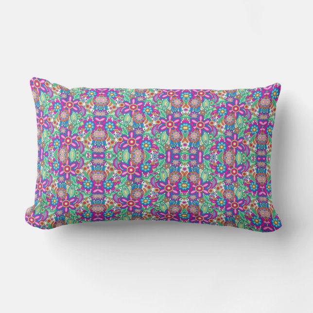 Colourful decorative pillow with a vibrant (Front)