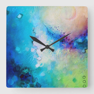 Colourful decorative square clock