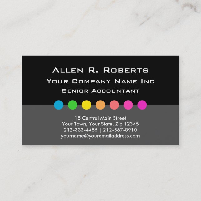 Colourful Decorator Modern Corporate Chic Business Card (Front)