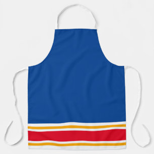 Colourful Deep Blue Red White Yellow Bottom Stripe Apron