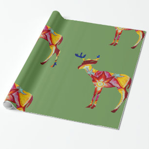 Colourful Deer Glossy Wrapping Paper
