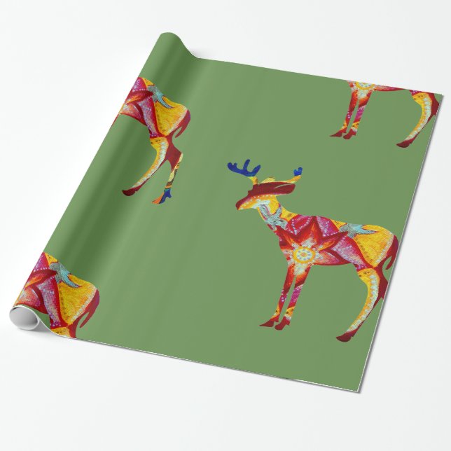 Colourful Deer  Glossy Wrapping Paper (Unrolled)