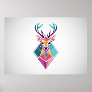 Colourful Deer Head Poster