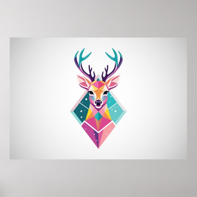 Colourful Deer Head Poster (Front)