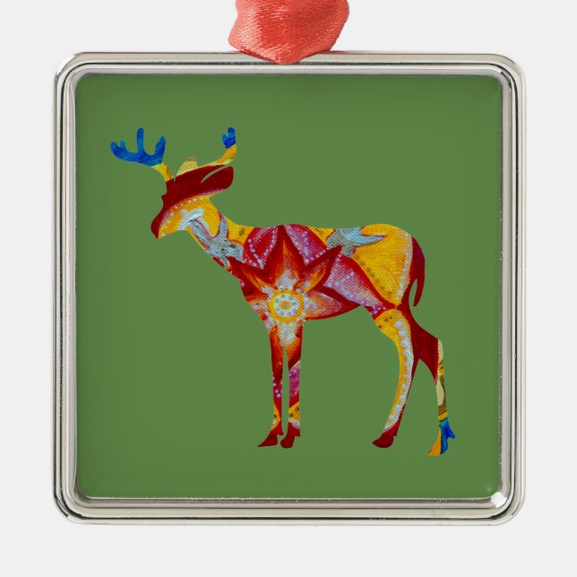 Colourful DeerPremium Square Ornament (Front)