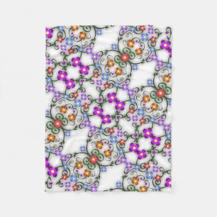 Colourful Delicate Flowers Fleece Blanket