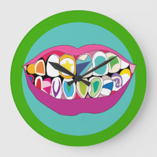 Colourful Dentist Office Tooth Teeth Smile Large Clock