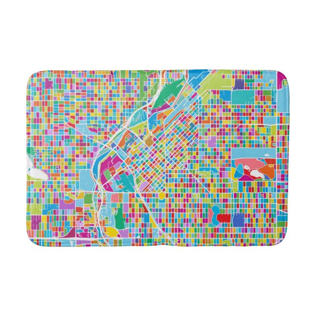 Colourful Denver Map Bath Mat (Front)