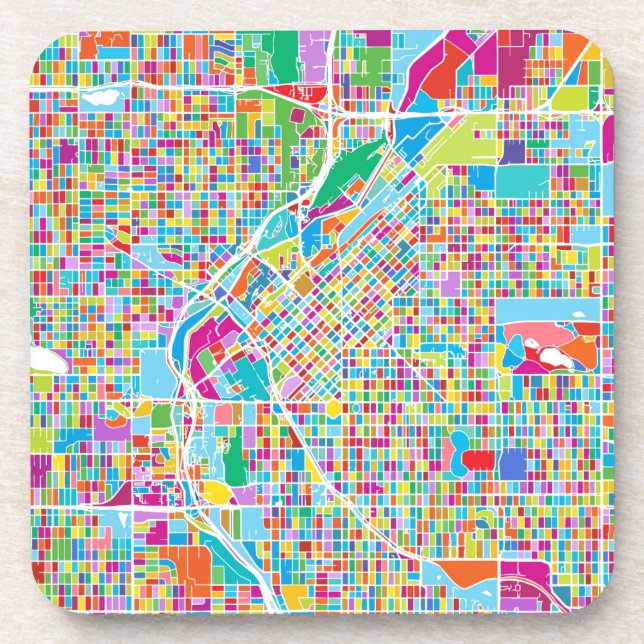 Colourful Denver Map Coaster (Front)