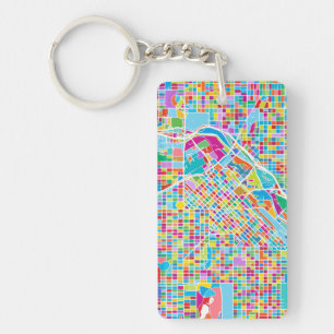 Colourful Denver Map Keychain