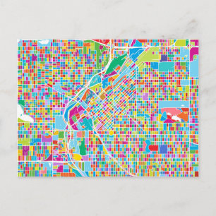 Colourful Denver Map Postcard