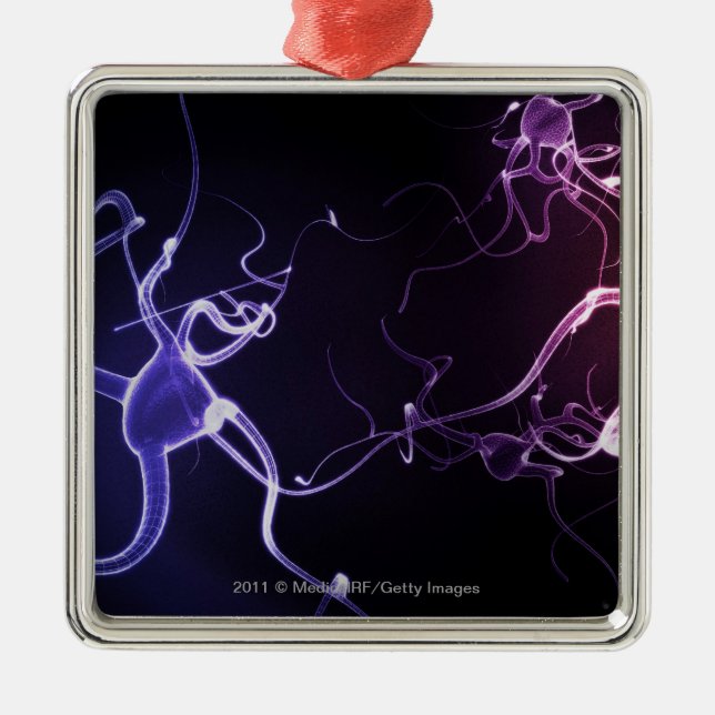 Colourful depiction of neurons metal ornament (Front)