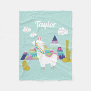 Colourful Desert Alpaca Personalized Fleece Blanke