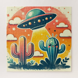 Colourful Desert Scene with UFO Jigsaw Puzzle
