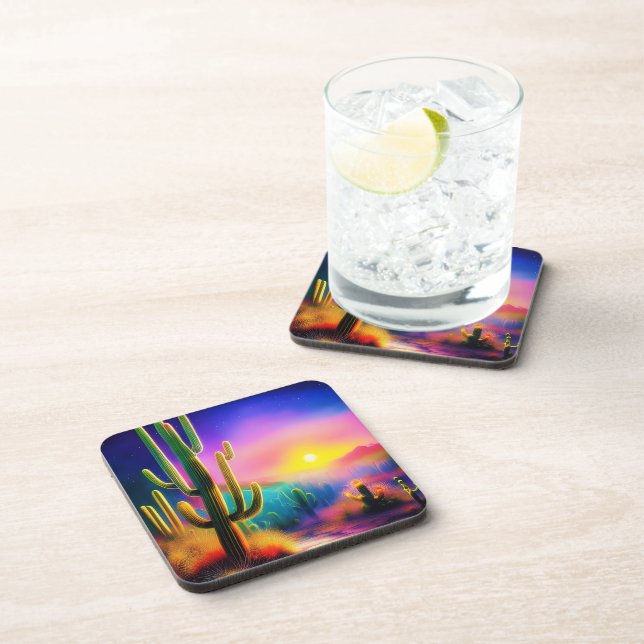 Colourful desert sunset  coaster (Right Side)