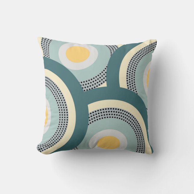 Colourful design circles and polka dots decoration throw pillow (Front)