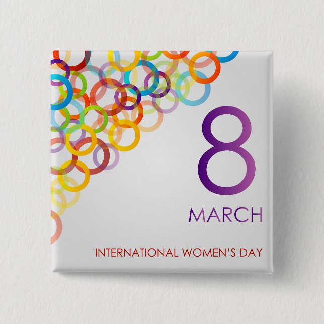 Colourful design for womens day 2 inch square button (Front)