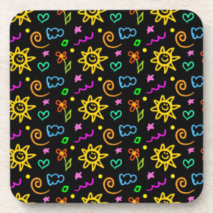 Colourful design of background for kids coaster