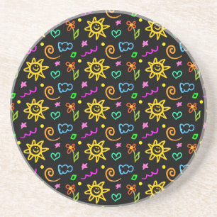 Colourful design of background for kids coaster
